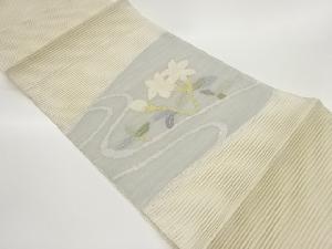 絽桔梗模様刺繍名古屋帯